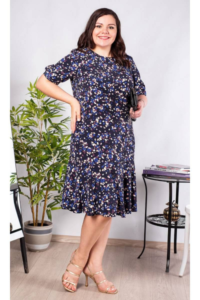 Платье фасон прилегающий с воланами и вырезом капля Camelia 2212 2 - фото 1