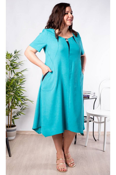 Платье расклешенное с пуговицей и декоративными элементами Camelia 2169 4 - фото 2