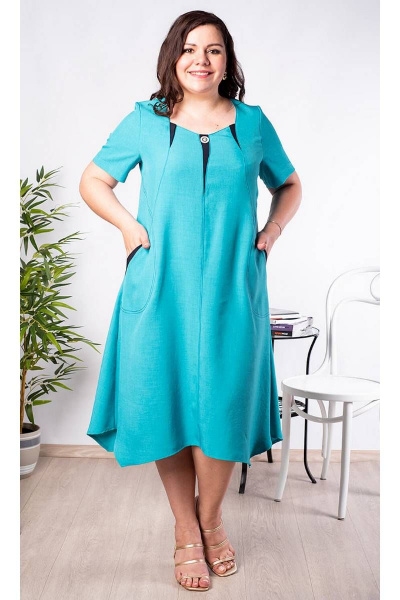 Платье расклешенное с пуговицей и декоративными элементами Camelia 2169 4 - фото 1