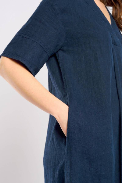 Платье свободного А-силуэта в стиле бохо макси Ружана 484-2 темно-синий - фото 4