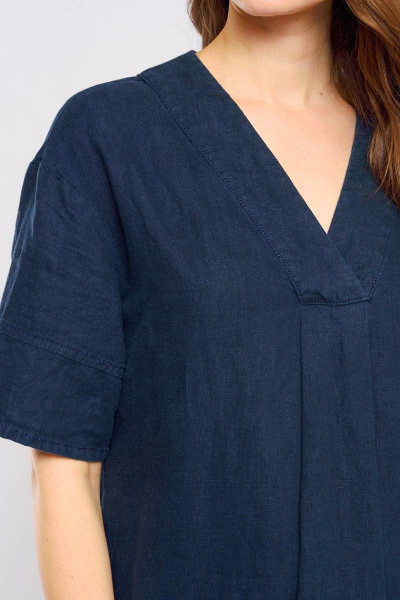 Платье свободного А-силуэта в стиле бохо макси Ружана 484-2 темно-синий - фото 3