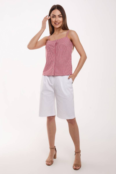 Шорты летние из хлопка с защипами и кокетками Madech 20161 белый - фото 9
