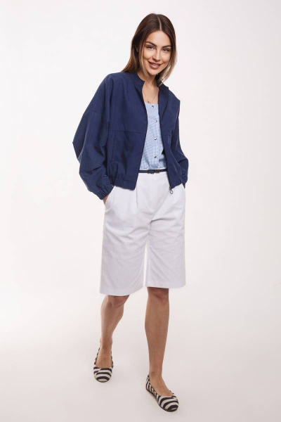 Шорты летние из хлопка с защипами и кокетками Madech 20161 белый - фото 7