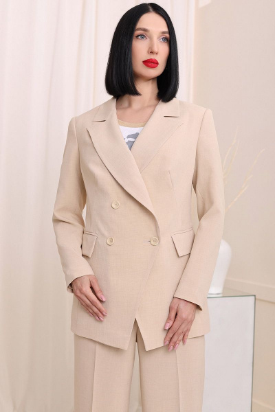 Брюки, жакет, топ Мода Юрс 2744 бежевый - фото 2
