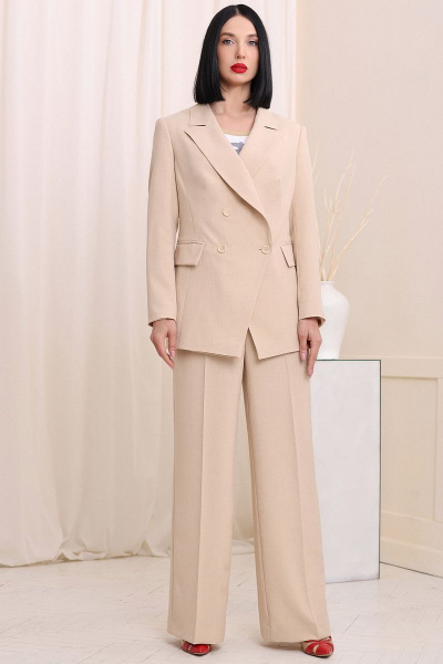 Брюки, жакет, топ Мода Юрс 2744 бежевый - фото 1