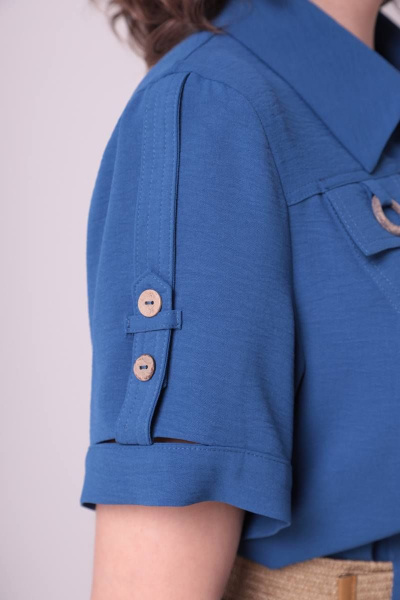 Платье летнее без подкладки с кокетками и рельефами Moda Versal П2298 индиго - фото 6