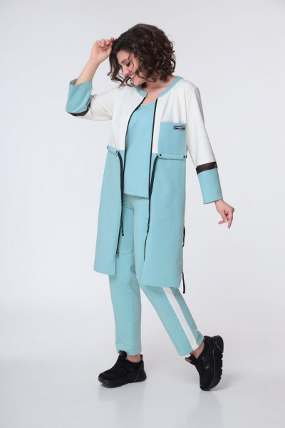 Брюки, кардиган, топ Bonna Image 716 бирюза - фото 1