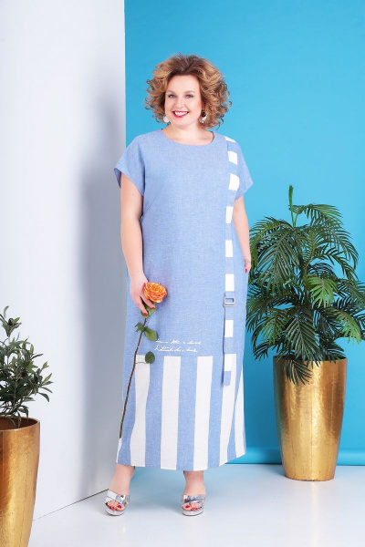 Платье в полоску из льна для летних прогулок Grace for you 1002 - фото 1