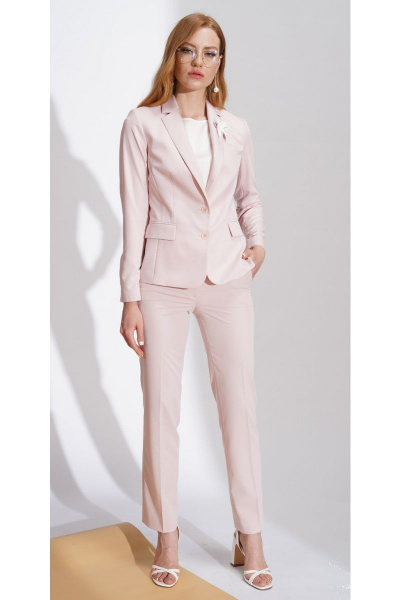Брюки из текстиля со свободным кройом для делового стиля Nelva 3721 бежево-розовый - фото 1