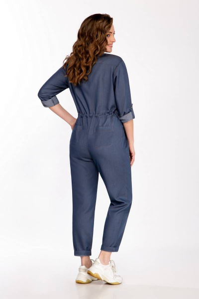 Комбинезон джинсовый с рельефами и воротником LaKona 11438 синий - фото 3