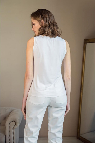 Блуза из вискозы с цветочным принтом и широкими бретелями Nelva 22179 молочный - фото 3