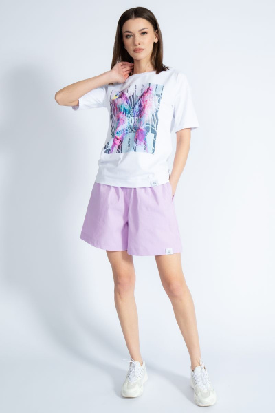 Белый трикотажный свитшот с золотистым принтом для повседневных образов Kivviwear 4026.44 - фото 5