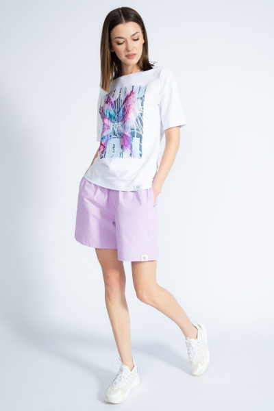 Белый трикотажный свитшот с золотистым принтом для повседневных образов Kivviwear 4026.44 - фото 4