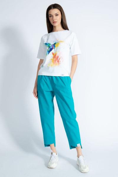 Футболка из хлопка с золотым принтом и длинным рукавом Kivviwear 4026.46 - фото 2