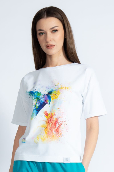 Футболка из хлопка с золотым принтом и длинным рукавом Kivviwear 4026.46 - фото 1