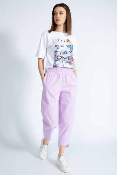 Круглогодичная футболка из хлопка с эффектным золотым принтом Kivviwear 4026.47 - фото 11