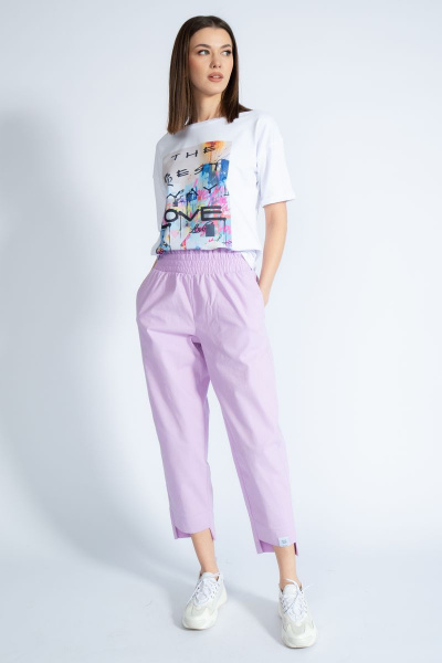 Круглогодичная футболка из хлопка с эффектным золотым принтом Kivviwear 4026.47 - фото 7