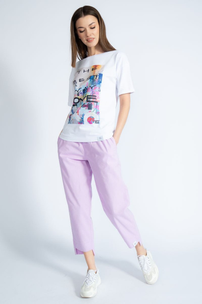 Круглогодичная футболка из хлопка с эффектным золотым принтом Kivviwear 4026.47 - фото 4