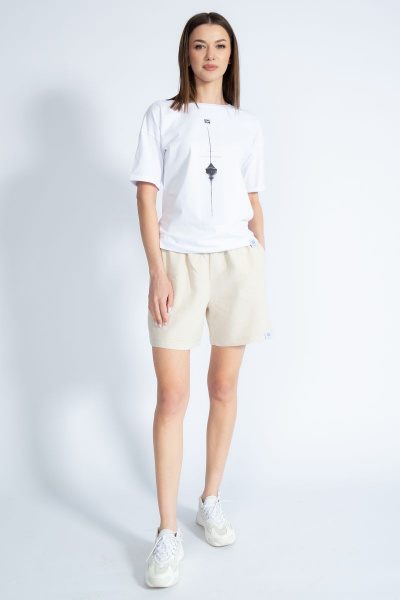 Футболка с золотистым принтом из хлопка для стильных образов Kivviwear 4026.48 - фото 4