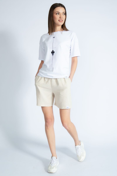 Футболка с золотистым принтом из хлопка для стильных образов Kivviwear 4026.48 - фото 3