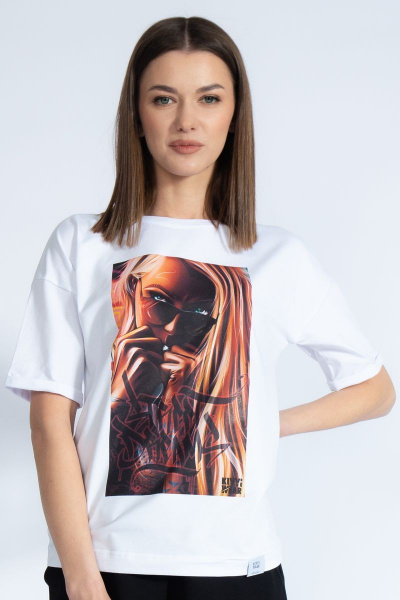 Футболка свободного кроя с золотым принтом для круглогодичной носки Kivviwear 4026.58 - фото 1