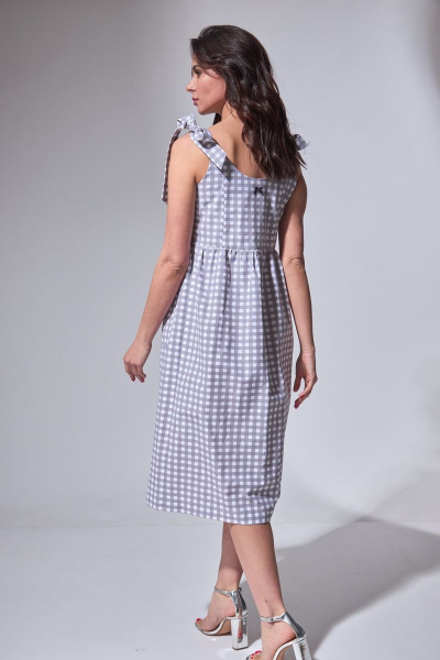 Летний сарафан из хлопка с пуговицами и разрезами Michel chic 2009 серо-фиолетовый - фото 5