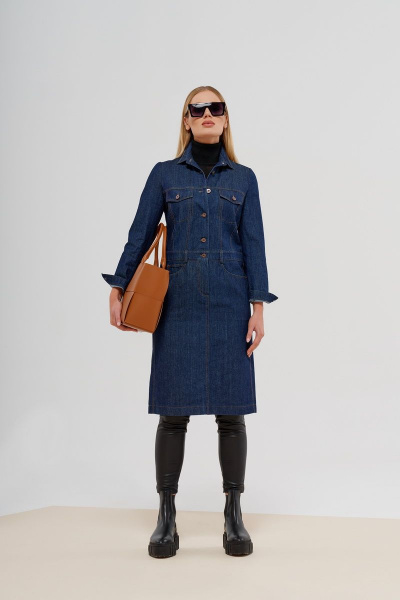 Платье демисезонное из джинса и хлопка с прямым силуэтом BURVIN 8095-81 - фото 1