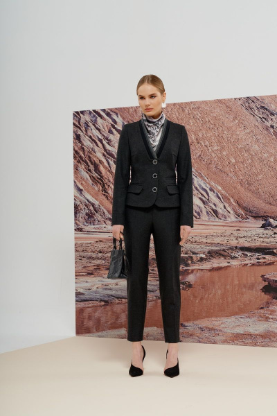 Деловой жакет из текстиля черный для офисного стиля BURVIN 8197-71 - фото 1