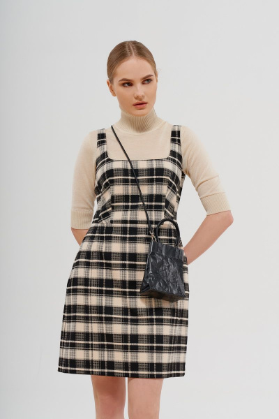 Сарафан, демисезонный, черный, на каждый день, текстиль BURVIN 8275-81 - фото 1