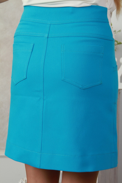 Джинсовая юбка с карманами и вставкой из трикотажа Lucky mum 1100 голубой - фото 3