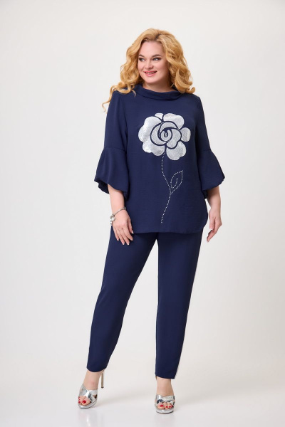 Двухпредметный костюм с волнами и боковыми карманами Svetlana-Style 1811 синий - фото 1