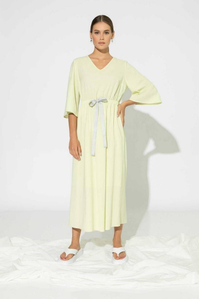 Летнее желтое платье из вискозы и текстиля Femme & Devur 80025 1.46F(170) - фото 1