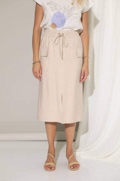 Юбка бежевый из вискозы с накладными карманами и разрезом Femme & Devur 60176 1.54F(170) - фото 1