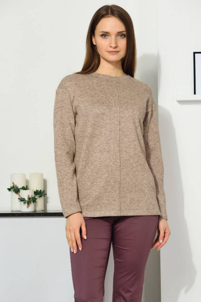 Бежевый джемпер с защипом и боковыми разрезами Femme & Devur 30609 1.31F(170) - фото 1
