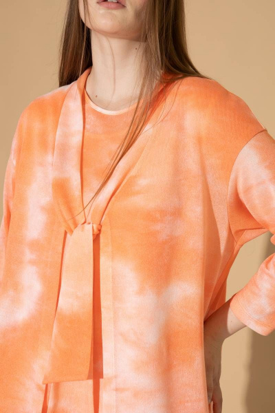 Кардиган на каждый день оранжевый из вискозы и трикотажа Femme & Devur 30554 1.10BF(170) - фото 4