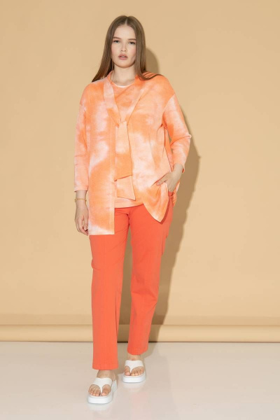 Кардиган на каждый день оранжевый из вискозы и трикотажа Femme & Devur 30554 1.10BF(170) - фото 2