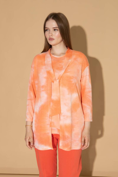 Кардиган на каждый день оранжевый из вискозы и трикотажа Femme & Devur 30554 1.10BF(170) - фото 1