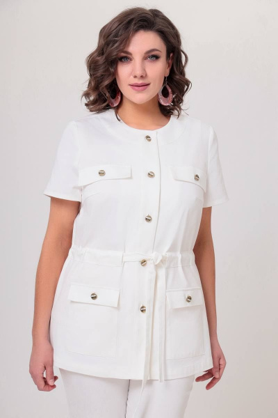 Брюки, жилет, топ Swallow 543 белый+пудра - фото 4