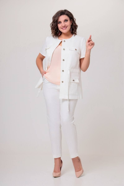 Брюки, жилет, топ Swallow 543 белый+пудра - фото 1