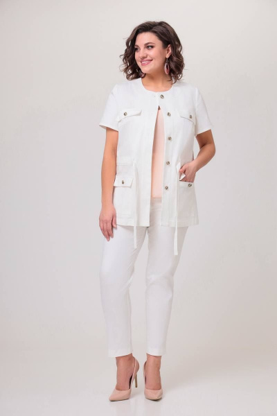 Брюки, жилет, топ Swallow 543 белый+пудра - фото 2