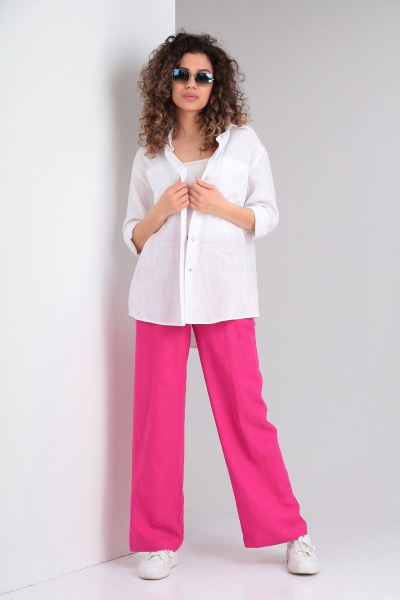 Брюки, рубашка DOGGI 2819/1 фуксия+белый - фото 1