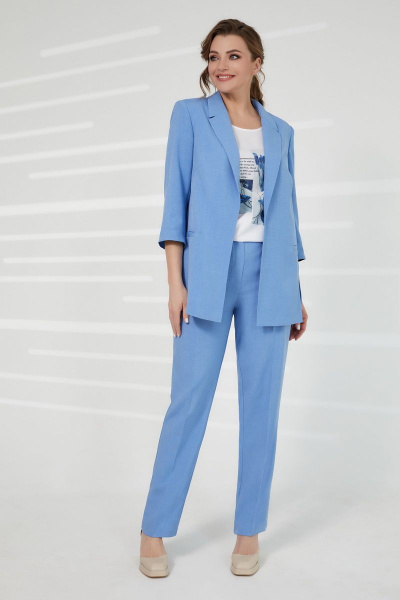 Блуза, брюки, жакет Elady 4112-3 голубой-белый - фото 2