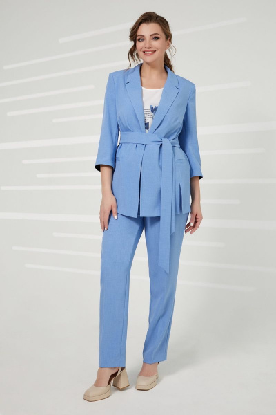 Блуза, брюки, жакет Elady 4112-3 голубой-белый - фото 6