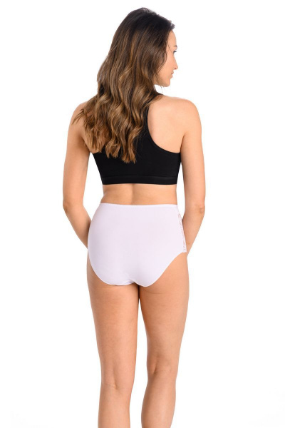 Трусы-слип с высокой талией из трикотажа и кружева Teyli 1122 белый - фото 2