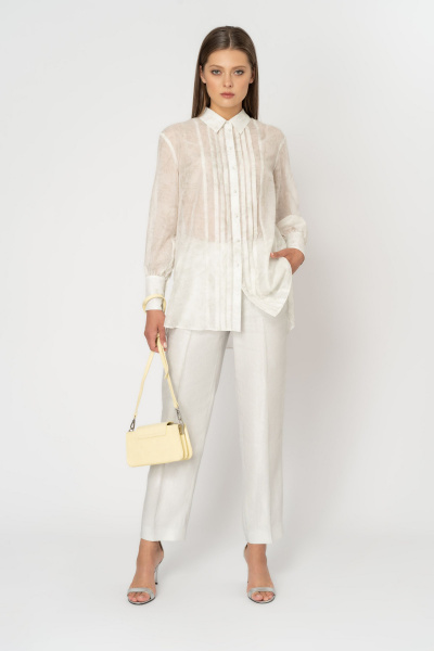 Блуза на каждый день из хлопка и текстиля белого цвета Elema 2К-11894-1-170 принт_молочный - фото 1