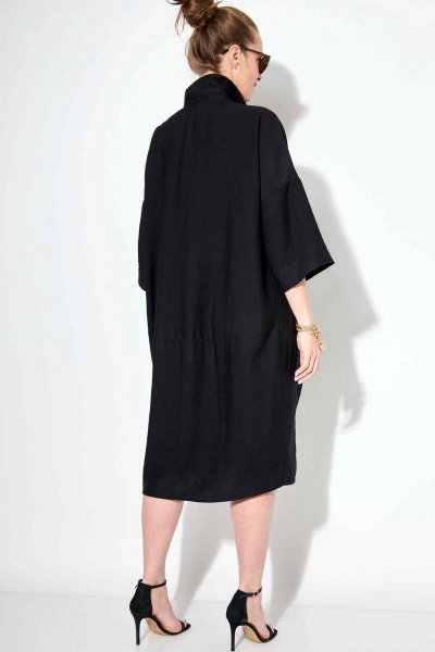 Платье летнее оверсайз с авторской вышивкой из вискозы SOVA 11181 черный - фото 6