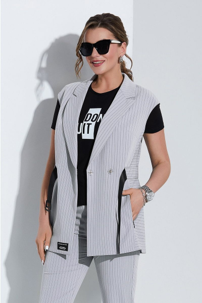 Блуза, брюки, жакет Lissana 4499 серо-лавандовый - фото 3