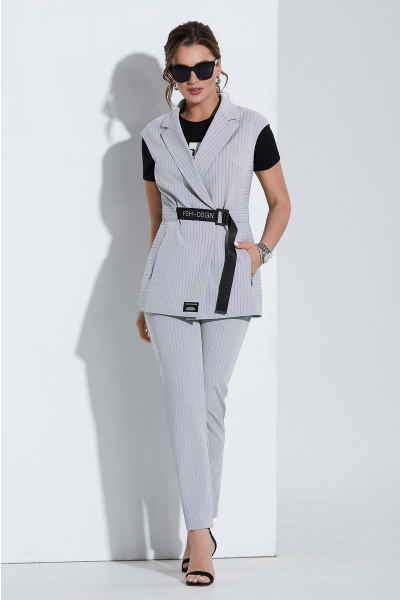 Блуза, брюки, жакет Lissana 4499 серо-лавандовый - фото 1