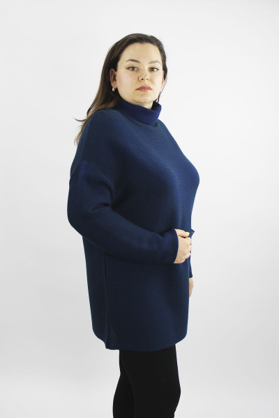 Демисезонный удлиненный свитер из трикотажа с карманом и отделкой Полесье С3631-21 1С1258-Д43 170,176 эльдорадо - фото 3