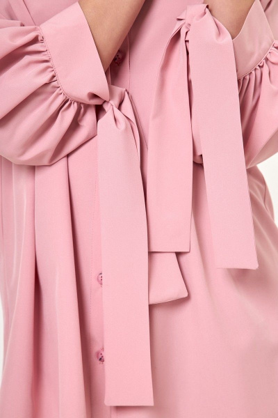 Блуза с кружевами и воротником на стойке из хлопка Anelli 997 пудра - фото 6